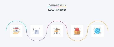 nieuw bedrijf vlak 5 icoon pak inclusief . wereldbol. beslissing. focus. kantoor vector