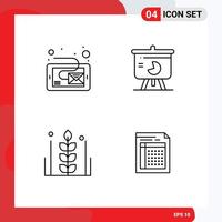 voorraad vector icoon pak van 4 lijn tekens en symbolen voor e-mail herfst tablet verkoop graan bewerkbare vector ontwerp elementen