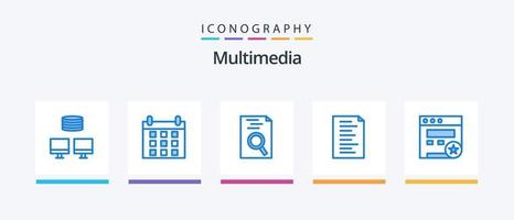multimedia blauw 5 icoon pak inclusief . zoeken. website. bladwijzer. creatief pictogrammen ontwerp vector