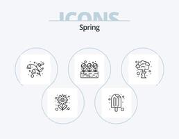 voorjaar lijn icoon pak 5 icoon ontwerp. grassen. gezond. zonnig dag. fruit. zeep vector