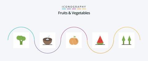 fruit en groenten vlak 5 icoon pak inclusief . nagerecht. mussengras. gezond vector