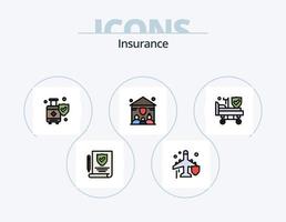 verzekering lijn gevulde icoon pak 5 icoon ontwerp. wereld. vlak. eigendom. verzekering. koffer vector