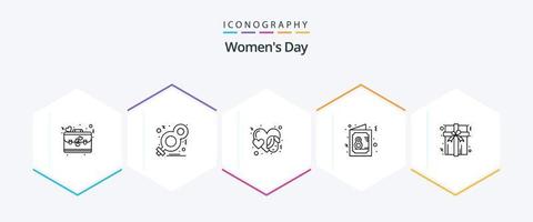 vrouwen dag 25 lijn icoon pak inclusief symbool. vrouw. Dames. dag. gezicht vector