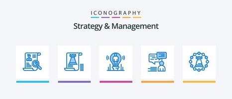 strategie en beheer blauw 5 icoon pak inclusief steun. chatten. planning. licht. gebruiker. creatief pictogrammen ontwerp vector