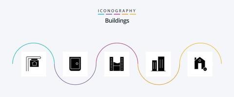 gebouwen glyph 5 icoon pak inclusief gebouwen. wijk. gebouwen. bedrijf. architectuur vector