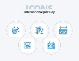 Internationale jazz- dag blauw icoon pak 5 icoon ontwerp. . speler. muziek. muziek. muziek- vector