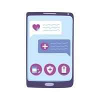 telegeneeskunde, chatten via smartphone, medische behandeling en online gezondheidszorg vector