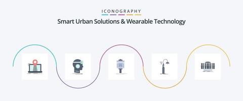 slim stedelijk oplossingen en draagbaar technologie vlak 5 icoon pak inclusief straat. vallei. realiteit. hotel. parkeren vector