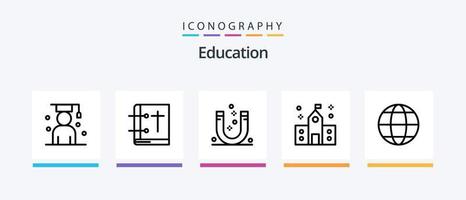 onderwijs lijn 5 icoon pak inclusief negatief. magneet. kind. attractie. zomer. creatief pictogrammen ontwerp vector