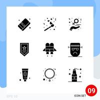 reeks van 9 modern ui pictogrammen symbolen tekens voor Jet ster liefdadigheid prijs Dames bewerkbare vector ontwerp elementen