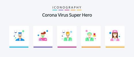 corona virus super held vlak 5 icoon pak inclusief apotheker. Gezondheid. arts. vrouw. mannetje. creatief pictogrammen ontwerp vector