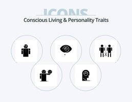 bewust leven en persoonlijkheid eigenschappen glyph icoon pak 5 icoon ontwerp. familie. kennis. armen. oog. nieuwsgierig vector