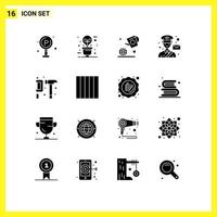 solide glyph pak van 16 universeel symbolen van postbode Mens licht mail landbouw bewerkbare vector ontwerp elementen
