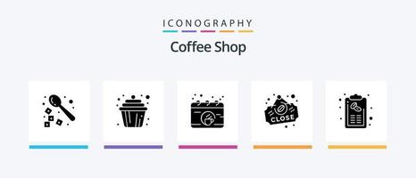 koffie winkel glyph 5 icoon pak inclusief koffie. teken. kalender. dichtbij. koffie. creatief pictogrammen ontwerp vector