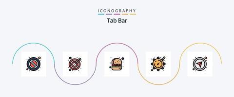 tab bar lijn gevulde vlak 5 icoon pak inclusief . GPS. voedsel. directioneel. kijk maar vector