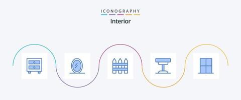 interieur blauw 5 icoon pak inclusief interieur. meubilair. tuin schutting. tafel. meubilair vector