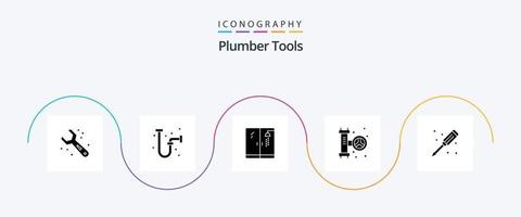 loodgieter glyph 5 icoon pak inclusief loodgieter. mechanisch. loodgieter. systeem. loodgieter vector