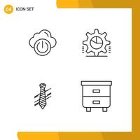 voorraad vector icoon pak van 4 lijn tekens en symbolen voor wolk stropdas uit taart diagram jurk bewerkbare vector ontwerp elementen