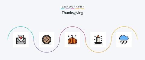 bedankt geven lijn gevulde vlak 5 icoon pak inclusief licht. kaarslicht. voedsel. kaars. dankzegging vector