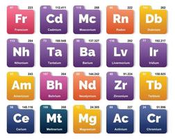 20 preiodisch tafel van de elementen icoon pak ontwerp vector