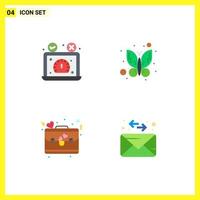 4 vlak icoon concept voor websites mobiel en apps snelheid test aktentas snelheidsmeter kever liefde bewerkbare vector ontwerp elementen