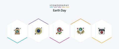 aarde dag 25 gevulde lijn icoon pak inclusief wereld. planeet. energie. groente. aanplant vector