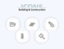gebouw en bouw lijn icoon pak 5 icoon ontwerp. gebouw. reparatie. warm. hulpmiddel. tuin vector