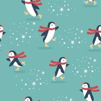 pinguïns schaatsen naadloos patroon vector