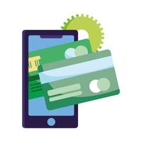 online betaling, creditcard met creditcard, winkelen op de e-commercemarkt, mobiele app vector
