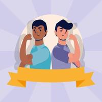 interraciale sterke mannen mannelijke avatars-karakters vector