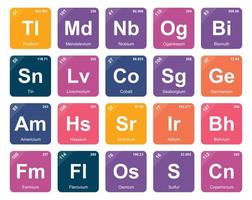 20 preiodisch tafel van de elementen icoon pak ontwerp vector