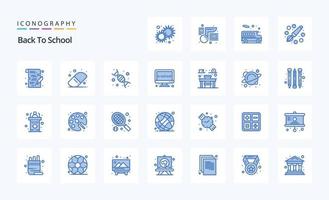 25 terug naar school- blauw icoon pak vector