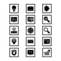 icon set van zoekmachineoptimalisatie voor persoonlijk en commercieel gebruik ... vector