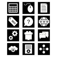 icon set van zoekmachineoptimalisatie voor persoonlijk en commercieel gebruik ... vector