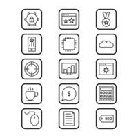 icon set van zoekmachineoptimalisatie voor persoonlijk en commercieel gebruik ... vector