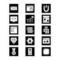 icon set van zoekmachineoptimalisatie voor persoonlijk en commercieel gebruik ... vector