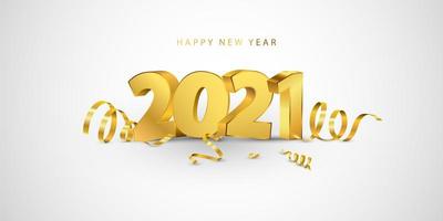 gelukkig nieuwjaar 2021 achtergrond. wenskaart ontwerpsjabloon met gouden confetti. vier brochure of flyer. vector