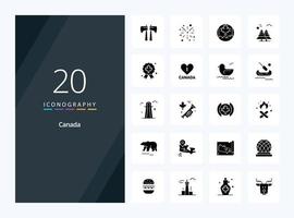 20 Canada solide glyph icoon voor presentatie vector