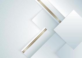 abstracte achtergrond elegant wit en grijs geometrisch vierkant overlappend met gouden lijnstrepen. luxe stijl vector