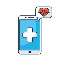 smartphone met hart cardio telegeneeskunde technologie vector