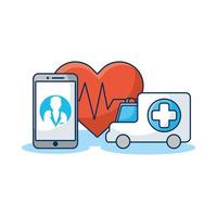 smartphone met ambulance en hartcardio vector
