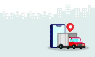 smartphone met vrachtwagenbezorgservice vector
