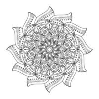 bloemen mandala diwali decoratie getekend zwart-wit pictogram vector illustratie ontwerp