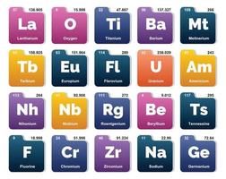 20 preiodisch tafel van de elementen icoon pak ontwerp vector