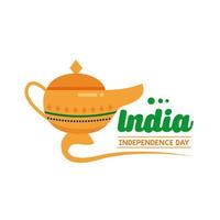 onafhankelijkheidsdag india viering met magische lamp platte stijlicoon vector