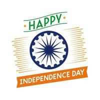 Independece day india feest met ashoka chakra platte stijlicoon vector