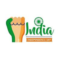 onafhankelijkheidsdag india viering met geschilderde vuist platte stijlicoon vector