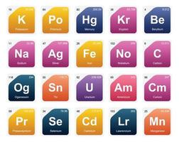 20 preiodisch tafel van de elementen icoon pak ontwerp vector