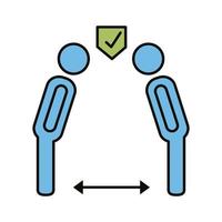 menselijke silhouetten met lijnen voor sociale afstand vector