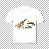 wild dierengroepsontwerp op t-shirt dat op transparante achtergrond wordt geïsoleerd vector